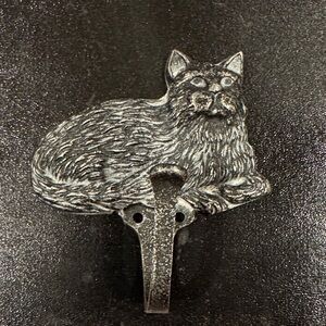 Decorative Cat Wall Hook - Black Cast Metal